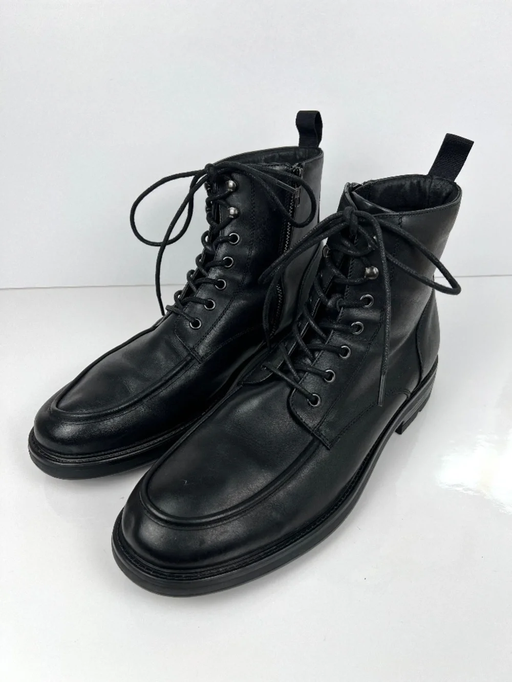 Steve Madden Leather Laughton Combat Boots Men’s sz 12 Black Utility Military